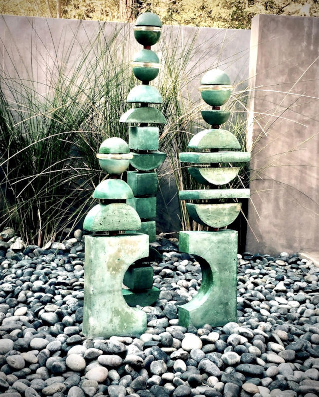 Outdoor Sculpture Totems in Jade Finish